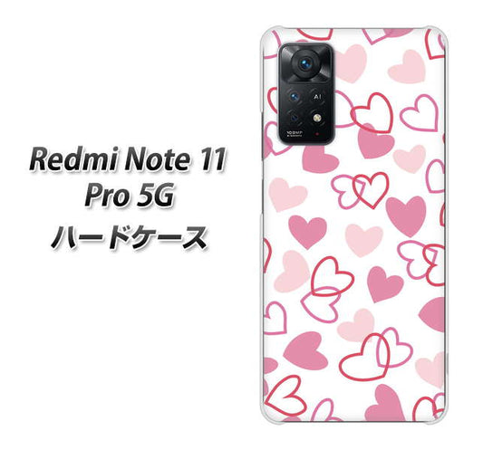 Redmi Note 11 Pro 5G 高画質仕上げ 背面印刷 ハードケース【VA929 ハートがいっぱい ピンク】