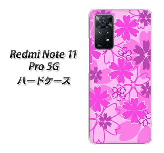Redmi Note 11 Pro 5G 高画質仕上げ 背面印刷 ハードケース【VA961 重なり合う花 ピンク】