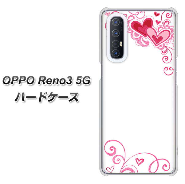 SoftBank OPPO Reno3 5G 高画質仕上げ 背面印刷 ハードケース【365 ハートフレーム】