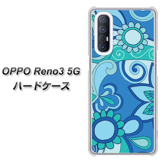 SoftBank OPPO Reno3 5G 高画質仕上げ 背面印刷 ハードケース【409 ブルーミックス】