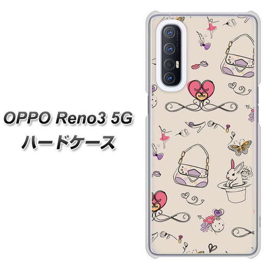 SoftBank OPPO Reno3 5G 高画質仕上げ 背面印刷 ハードケース【705 うさぎとバッグ】