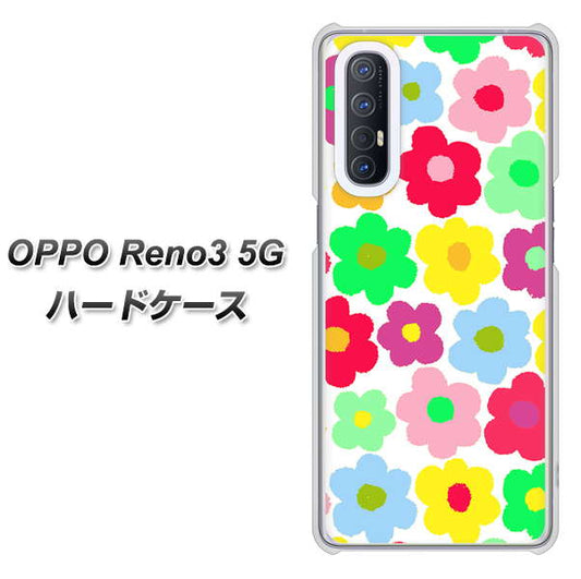 SoftBank OPPO Reno3 5G 高画質仕上げ 背面印刷 ハードケース【758 ルーズフラワーカラフル】