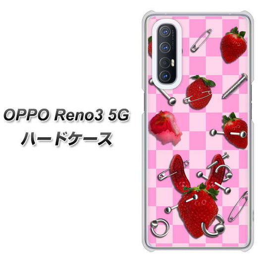 SoftBank OPPO Reno3 5G 高画質仕上げ 背面印刷 ハードケース【AG832 苺パンク（ピンク）】