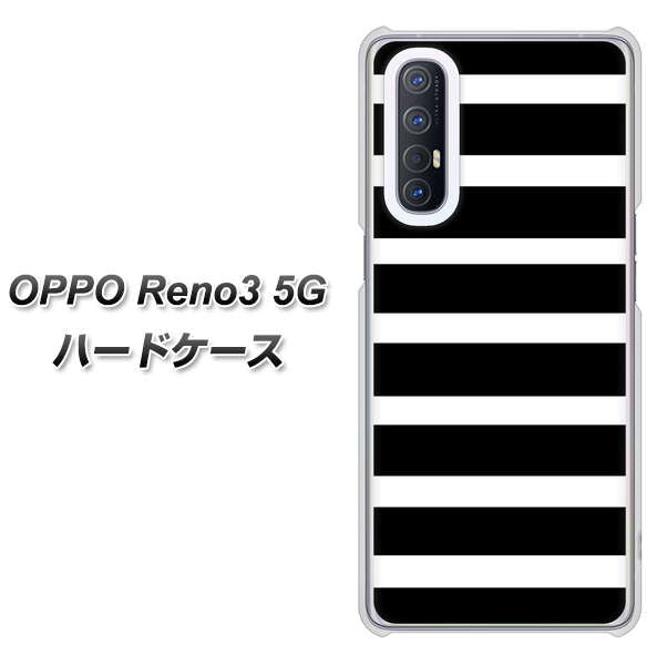 SoftBank OPPO Reno3 5G 高画質仕上げ 背面印刷 ハードケース【EK879 ボーダーブラック（L）】