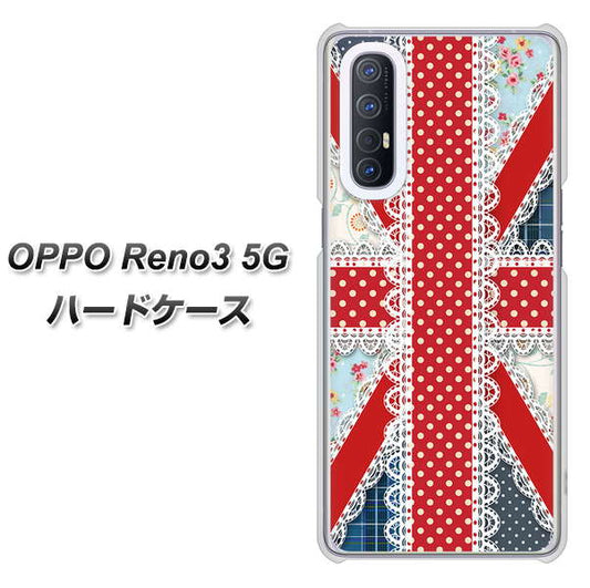 SoftBank OPPO Reno3 5G 高画質仕上げ 背面印刷 ハードケース【SC805 ユニオンジャック レース】