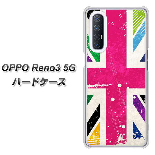 SoftBank OPPO Reno3 5G 高画質仕上げ 背面印刷 ハードケース【SC806 ユニオンジャック ピンクビンテージ】