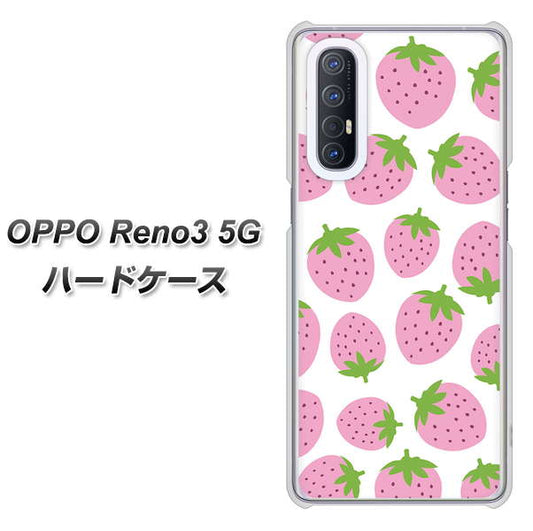 SoftBank OPPO Reno3 5G 高画質仕上げ 背面印刷 ハードケース【SC809 小さいイチゴ模様 ピンク】