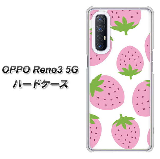 SoftBank OPPO Reno3 5G 高画質仕上げ 背面印刷 ハードケース【SC816 大きいイチゴ模様 ピンク】