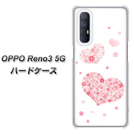 SoftBank OPPO Reno3 5G 高画質仕上げ 背面印刷 ハードケース【SC824 ピンクのハート】