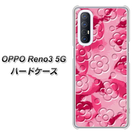 SoftBank OPPO Reno3 5G 高画質仕上げ 背面印刷 ハードケース【SC847 フラワーヴェルニ花濃いピンク（ローズアンディアン）】