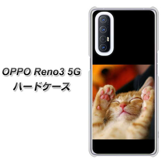 SoftBank OPPO Reno3 5G 高画質仕上げ 背面印刷 ハードケース【VA804 爆睡するネコ】