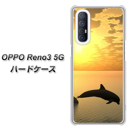 SoftBank OPPO Reno3 5G 高画質仕上げ 背面印刷 ハードケース【VA845 夕暮れのドルフィン】