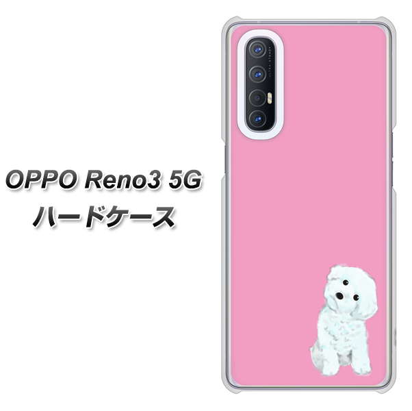 SoftBank OPPO Reno3 5G 高画質仕上げ 背面印刷 ハードケース【YJ069 トイプードルホワイト（ピンク）】