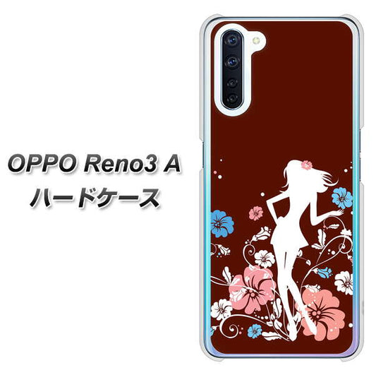 SIMフリー OPPO Reno3 A 高画質仕上げ 背面印刷 ハードケース【110 ハイビスカスと少女】