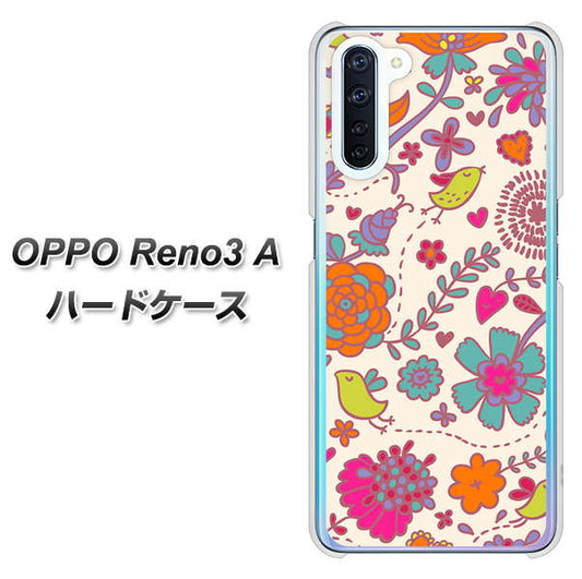 SIMフリー OPPO Reno3 A 高画質仕上げ 背面印刷 ハードケース【323 小鳥と花】