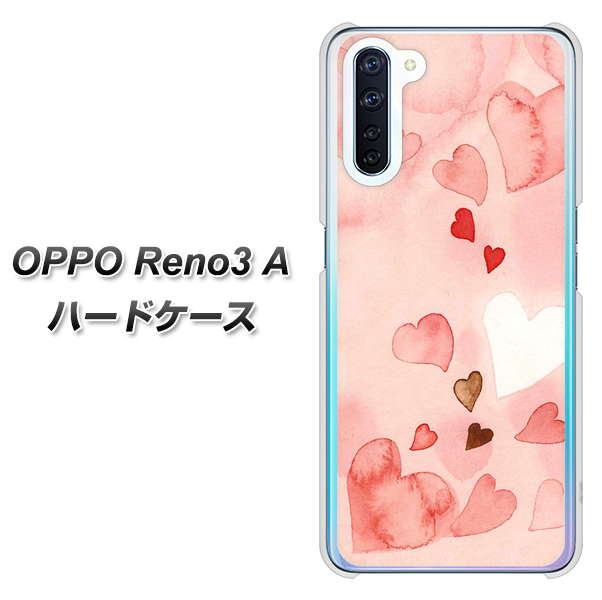 SIMフリー OPPO Reno3 A 高画質仕上げ 背面印刷 ハードケース【1125 ハートの和紙】
