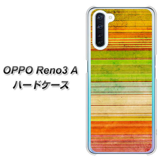 SIMフリー OPPO Reno3 A 高画質仕上げ 背面印刷 ハードケース【1324 ビンテージボーダー（色彩）】