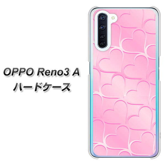 SIMフリー OPPO Reno3 A 高画質仕上げ 背面印刷 ハードケース【1342 かくれハート（ピンク）】