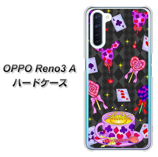 SIMフリー OPPO Reno3 A 高画質仕上げ 背面印刷 ハードケース【AG818 トランプティー（黒）】