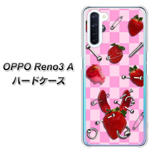 SIMフリー OPPO Reno3 A 高画質仕上げ 背面印刷 ハードケース【AG832 苺パンク（ピンク）】