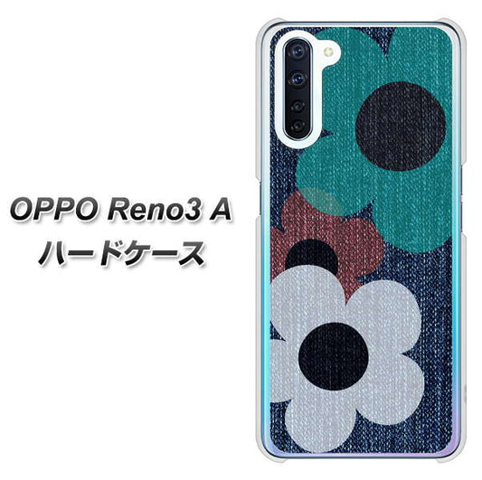 SIMフリー OPPO Reno3 A 高画質仕上げ 背面印刷 ハードケース【EK869 ルーズフラワーinデニム風】