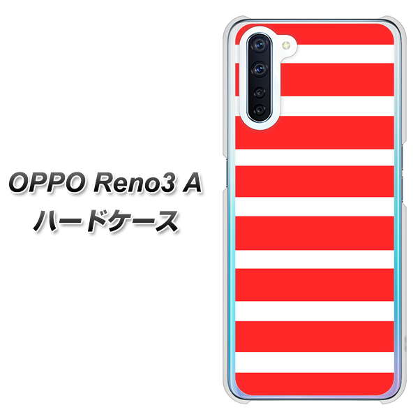 SIMフリー OPPO Reno3 A 高画質仕上げ 背面印刷 ハードケース【EK881 ボーダーレッド】