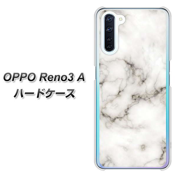 SIMフリー OPPO Reno3 A 高画質仕上げ 背面印刷 ハードケース【KM871 大理石WH】