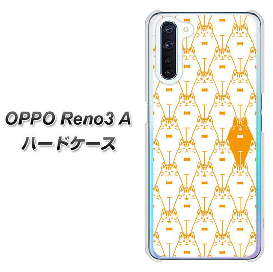 SIMフリー OPPO Reno3 A 高画質仕上げ 背面印刷 ハードケース【MA915 パターン ネコ】