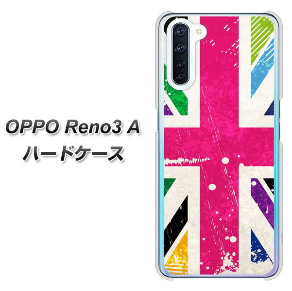 SIMフリー OPPO Reno3 A 高画質仕上げ 背面印刷 ハードケース【SC806 ユニオンジャック ピンクビンテージ】