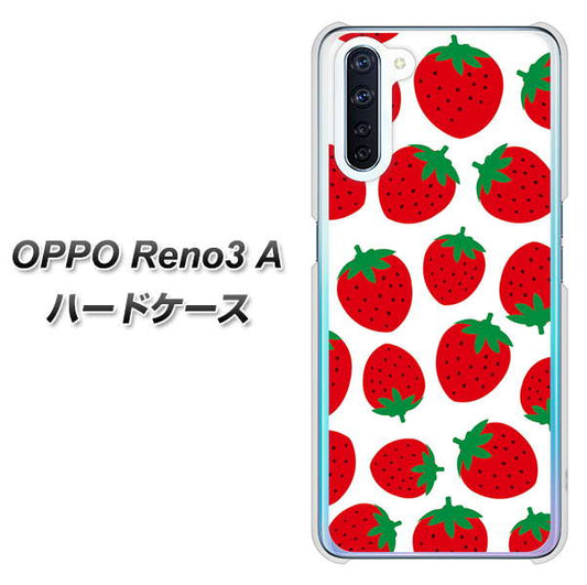SIMフリー OPPO Reno3 A 高画質仕上げ 背面印刷 ハードケース【SC811 小さいイチゴ模様 レッド】