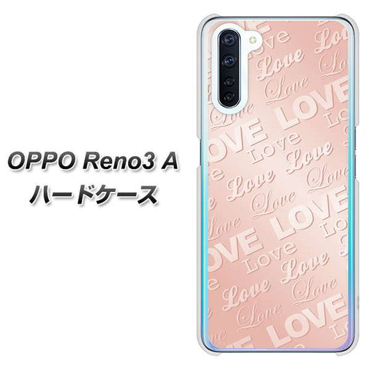 SIMフリー OPPO Reno3 A 高画質仕上げ 背面印刷 ハードケース【SC841 エンボス風LOVEリンク（ローズピンク）】
