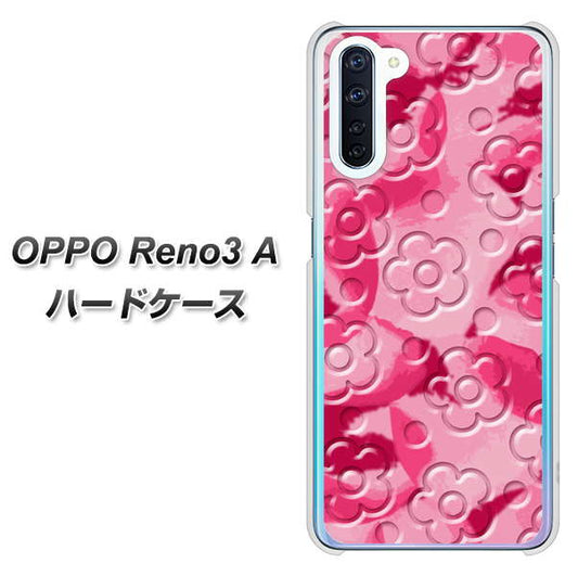SIMフリー OPPO Reno3 A 高画質仕上げ 背面印刷 ハードケース【SC847 フラワーヴェルニ花濃いピンク（ローズアンディアン）】