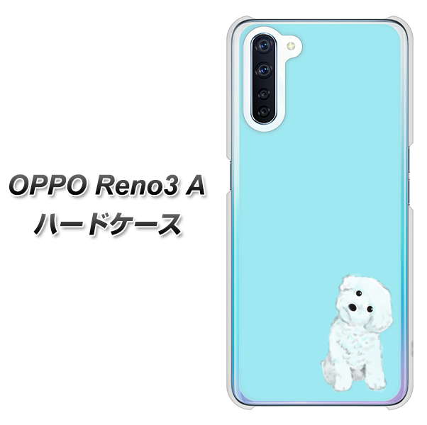 SIMフリー OPPO Reno3 A 高画質仕上げ 背面印刷 ハードケース【YJ070 トイプードルホワイト（ブルー）】