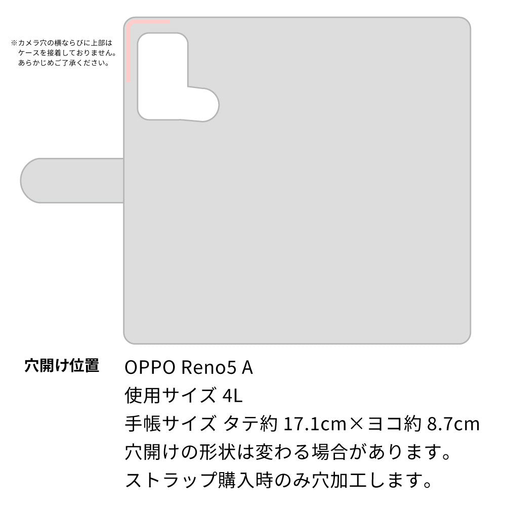 OPPO Reno5 A 水玉帆布×本革仕立て 手帳型ケース 耐衝撃