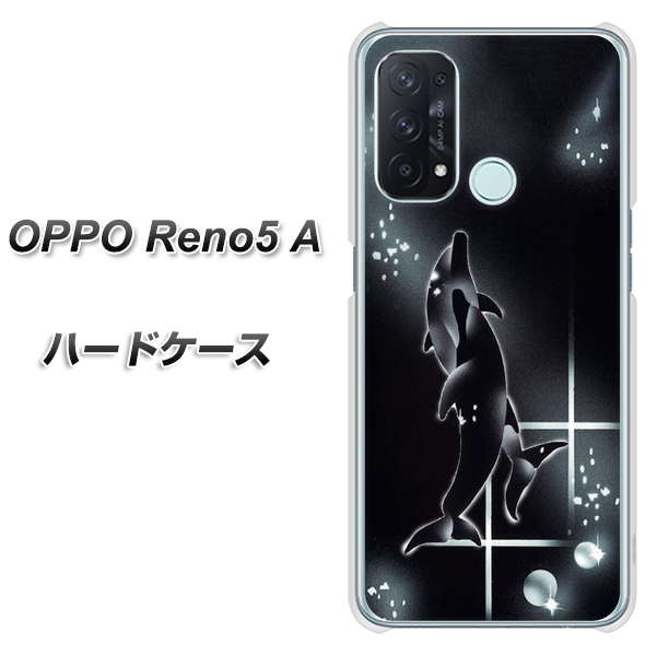 SIMフリー オッポ Reno5 A 高画質仕上げ 背面印刷 ハードケース【158 ブラックドルフィン】