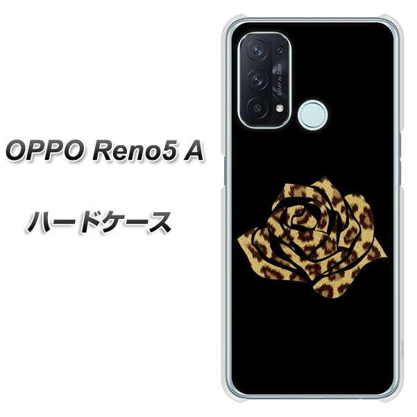 SIMフリー オッポ Reno5 A 高画質仕上げ 背面印刷 ハードケース【1184 ヒョウのバラ（茶）】