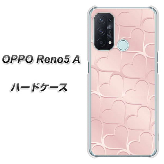 SIMフリー オッポ Reno5 A 高画質仕上げ 背面印刷 ハードケース【1340 かくれハート（ローズピンク）】