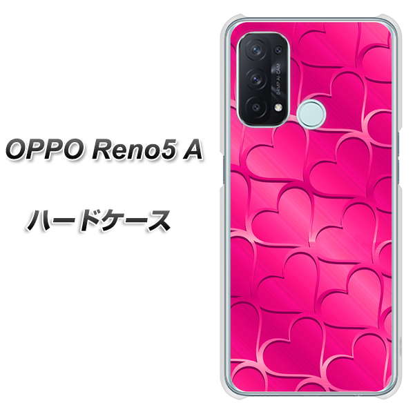 SIMフリー オッポ Reno5 A 高画質仕上げ 背面印刷 ハードケース【1347 かくれハート（ショッキングピンク）】