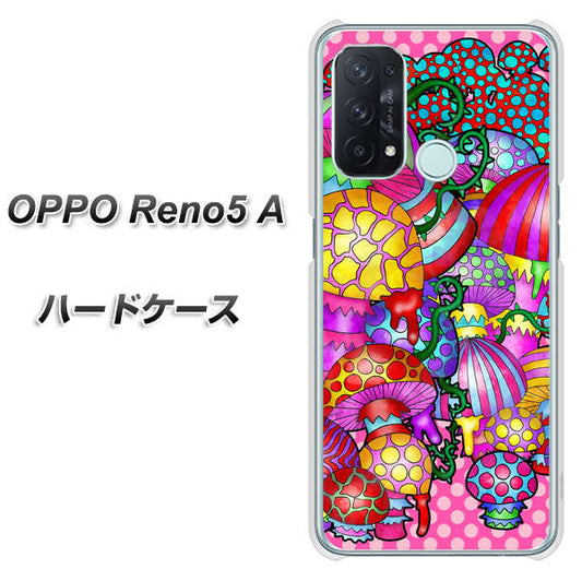 SIMフリー オッポ Reno5 A 高画質仕上げ 背面印刷 ハードケース【AG806 きのこ（ピンク）】