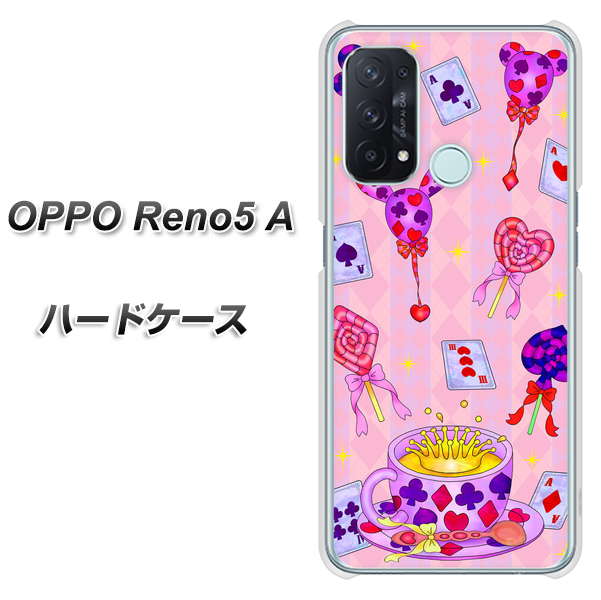 SIMフリー オッポ Reno5 A 高画質仕上げ 背面印刷 ハードケース【AG817 トランプティー（ピンク）】