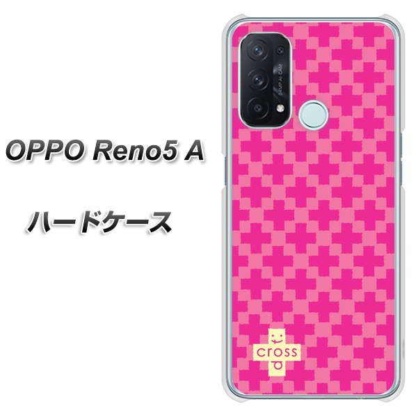 SIMフリー オッポ Reno5 A 高画質仕上げ 背面印刷 ハードケース【IB901  クロスドット_ピンク】