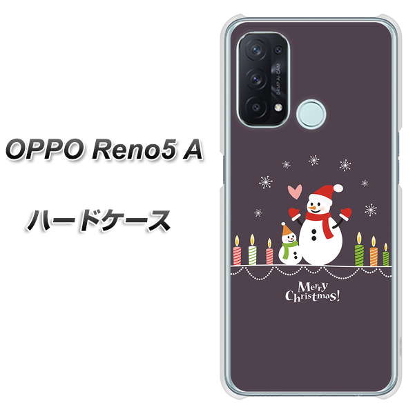 SIMフリー オッポ Reno5 A 高画質仕上げ 背面印刷 ハードケース【XA809 雪だるまの親子】