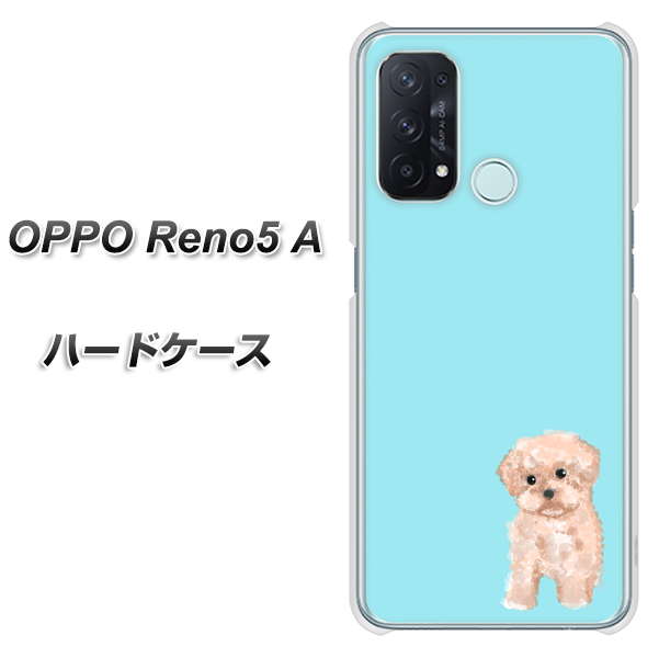 SIMフリー オッポ Reno5 A 高画質仕上げ 背面印刷 ハードケース【YJ062 トイプードルアプリコット（ブルー）】