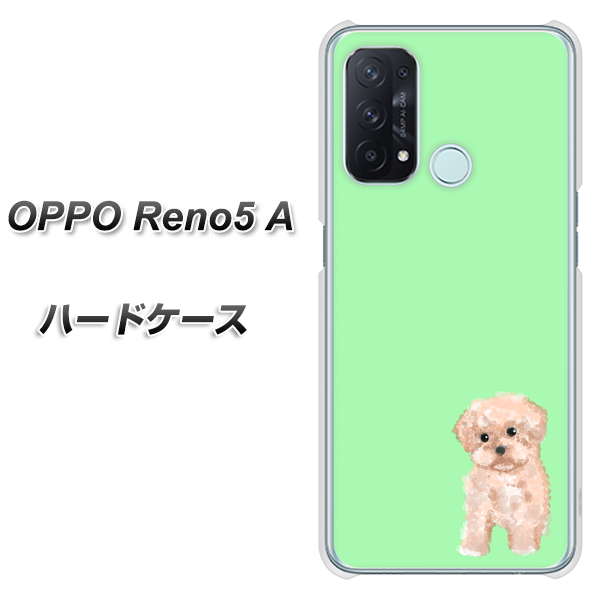 SIMフリー オッポ Reno5 A 高画質仕上げ 背面印刷 ハードケース【YJ063 トイプードルアプリコット（グリーン）】