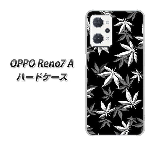 OPPO Reno7 A 高画質仕上げ 背面印刷 ハードケース【064 モノトーン大麻ブラック】