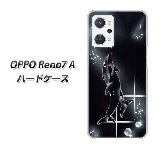 OPPO Reno7 A 高画質仕上げ 背面印刷 ハードケース【158 ブラックドルフィン】