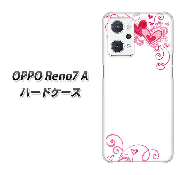 OPPO Reno7 A 高画質仕上げ 背面印刷 ハードケース【365 ハートフレーム】