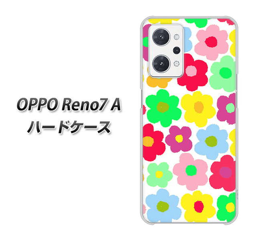 OPPO Reno7 A 高画質仕上げ 背面印刷 ハードケース【758 ルーズフラワーカラフル】