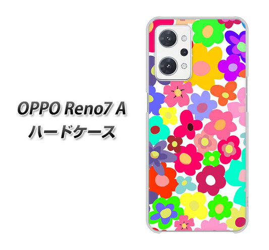 OPPO Reno7 A 高画質仕上げ 背面印刷 ハードケース【782 春のルーズフラワーWH】