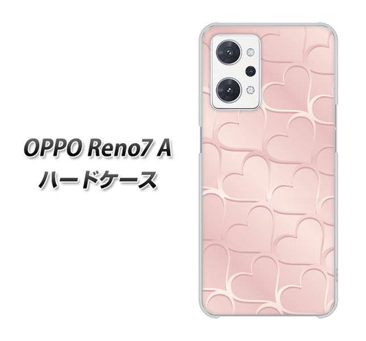 OPPO Reno7 A 高画質仕上げ 背面印刷 ハードケース【1340 かくれハート（ローズピンク）】